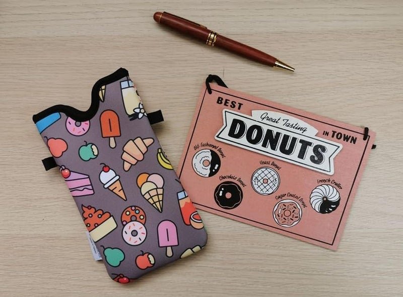 Tainada Cute Neoprene Phone Sleeve Pouch Case Bag w/Crossbody Strap/Neck Lanyard for iPhone 17/16/15 Pro Max, Air, 16/15 Plus, 16e, Samsung S25+, S25, S24, A56 for Women Girls (Desserts Pattern) - Image 3